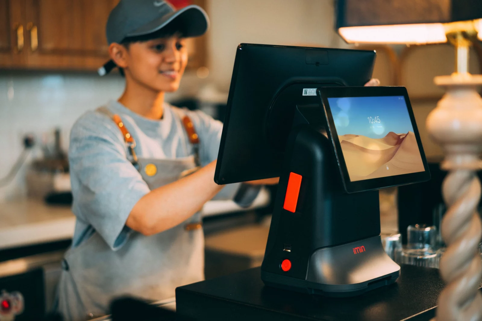 Modern card payment terminal at a retail counter